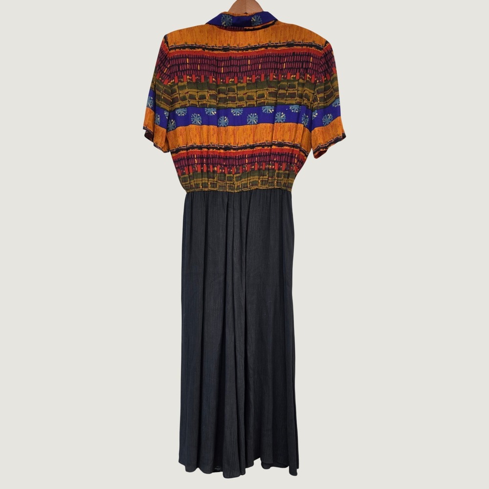Casual Corner Shirt Dress Womens 10 Whimsigoth Artsy Granola Girl Boho Geometric - Picture 3 of 8